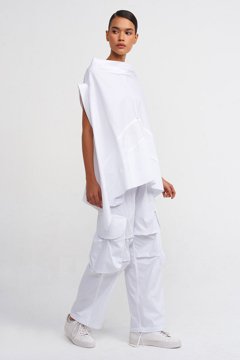 Nu Poplin Long Sleeveless Blouse Off White