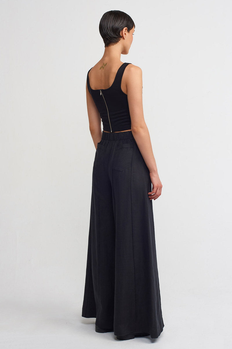 Nu Wide-Leg Linen Pants Black