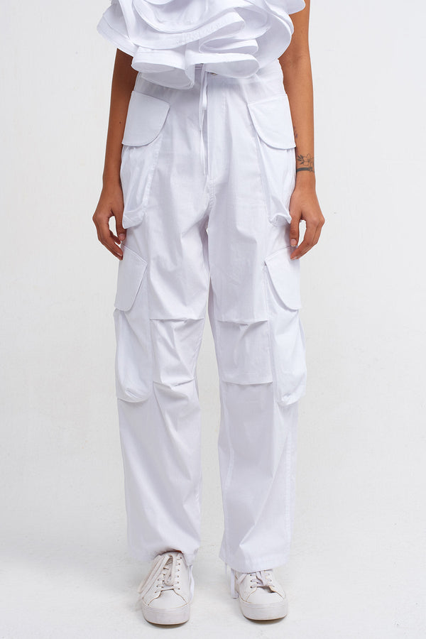 Nu Poplin Cargo Pants Off White