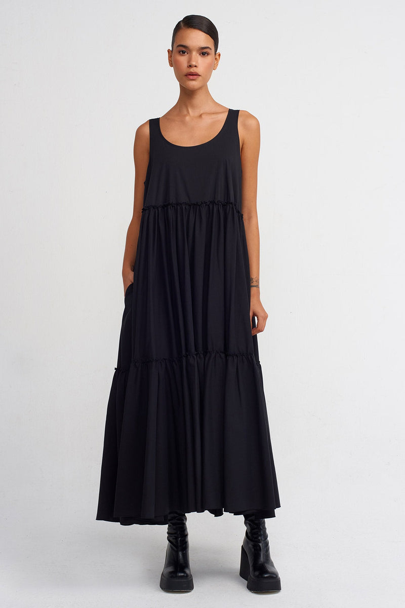 Nu Poplin Strappy Dress Black