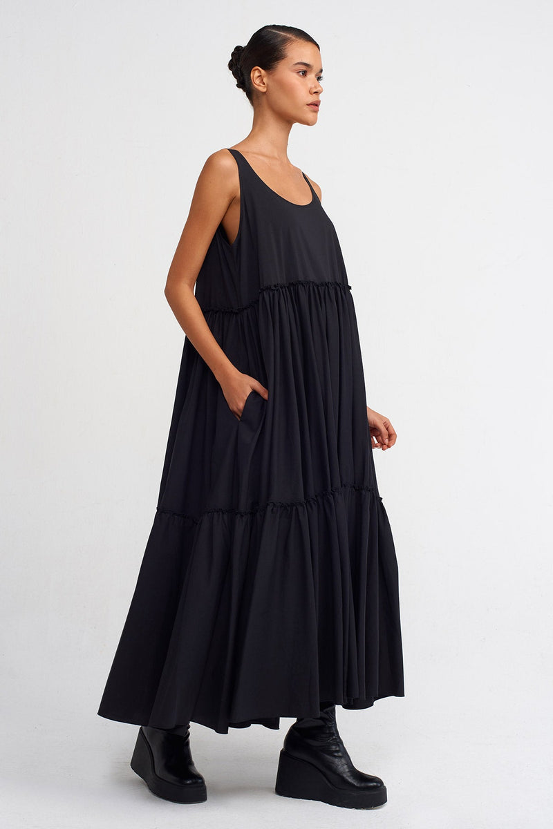 Nu Poplin Strappy Dress Black