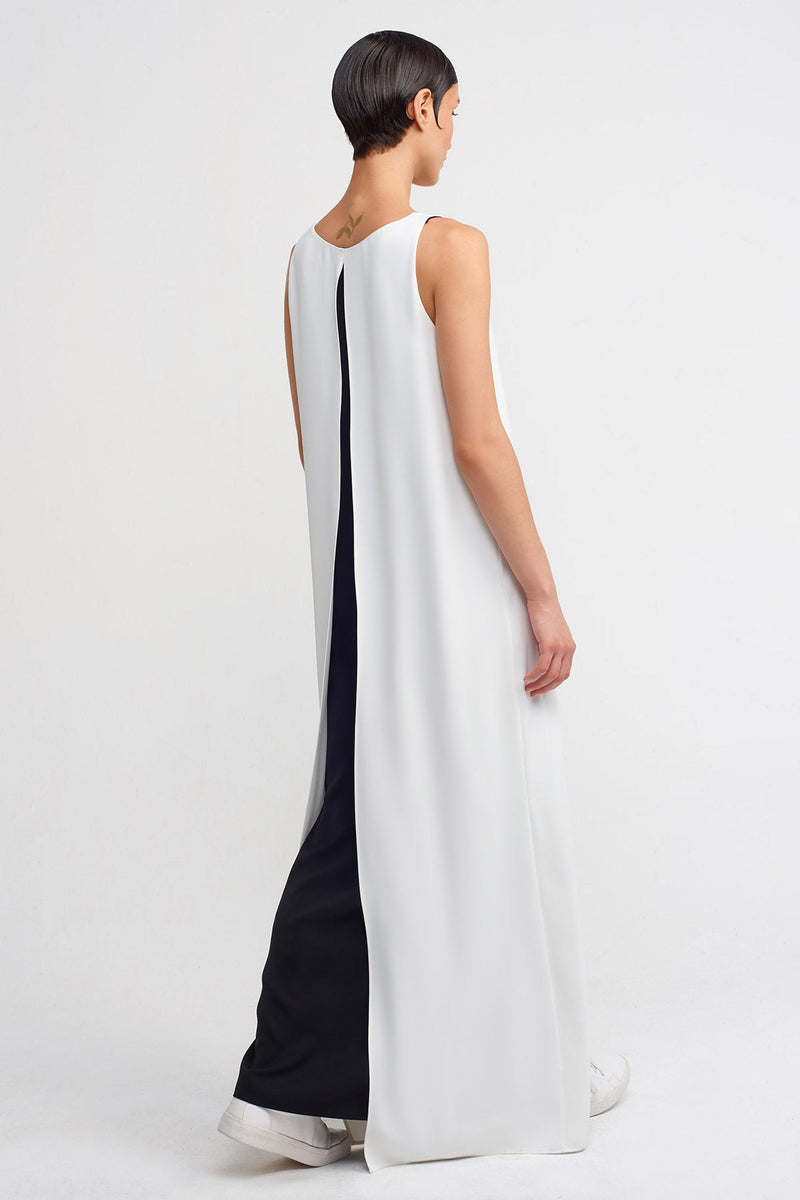 Nu Backless High-Slit Long Dress Off White/Black