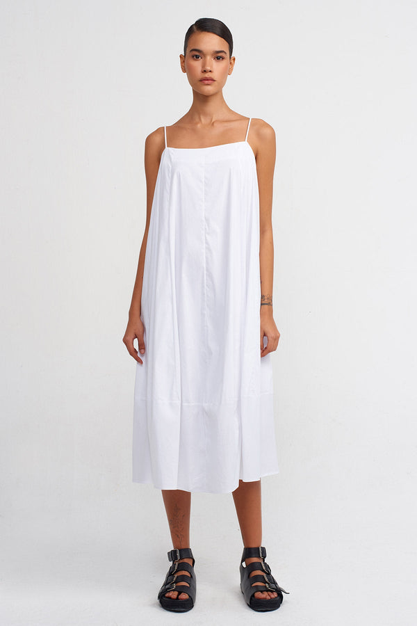 Nu Strappy Poplin Dress Off White