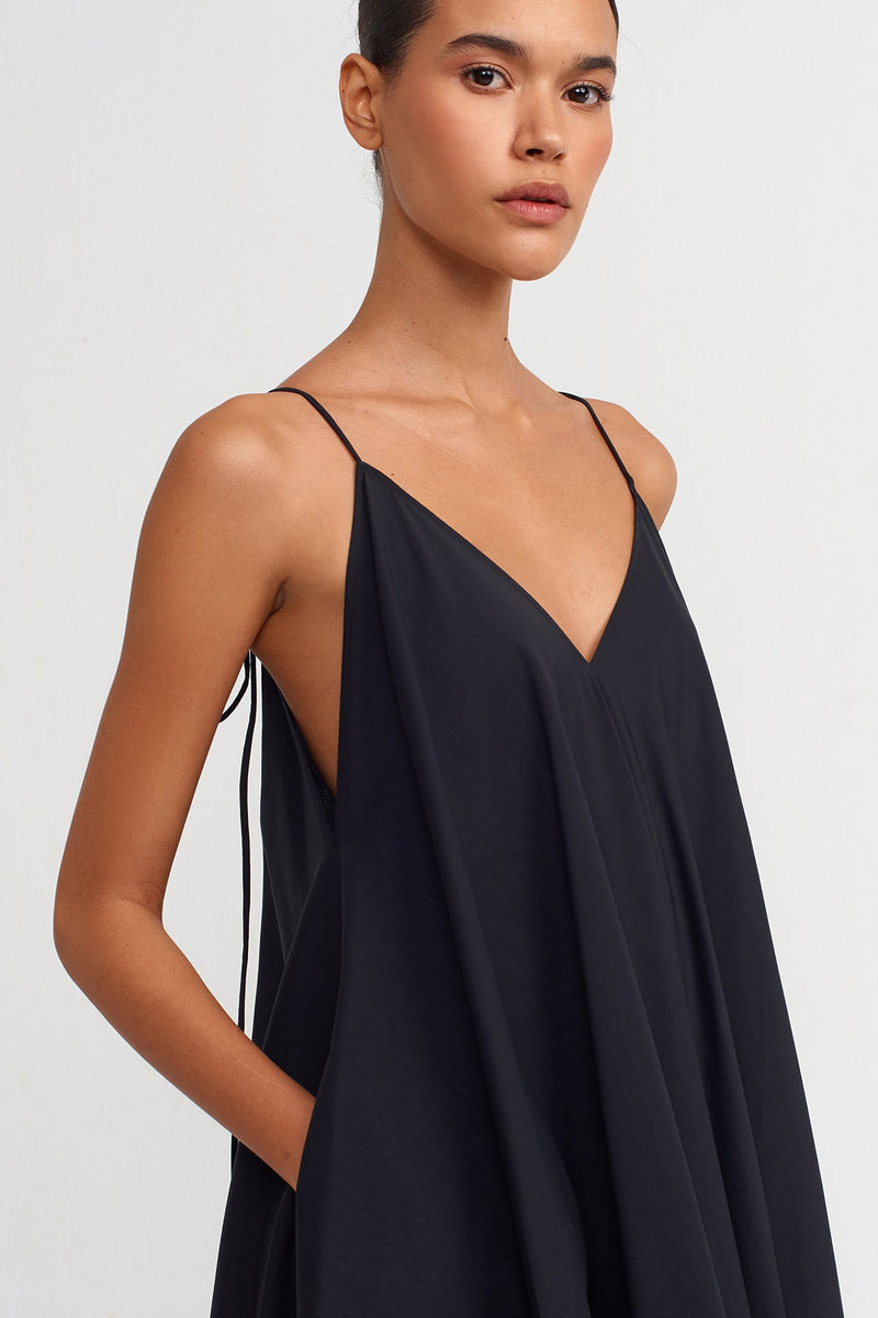 Nu Strappy Poplin Dress Black