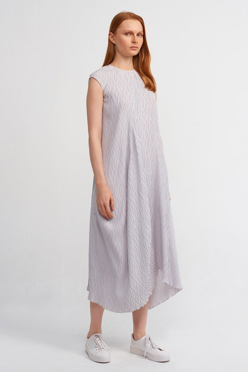 Nu Geometric Pleated Pattern Dress Ice