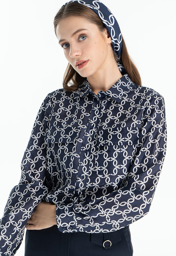 Choice Monogram Printed Shirt Navy